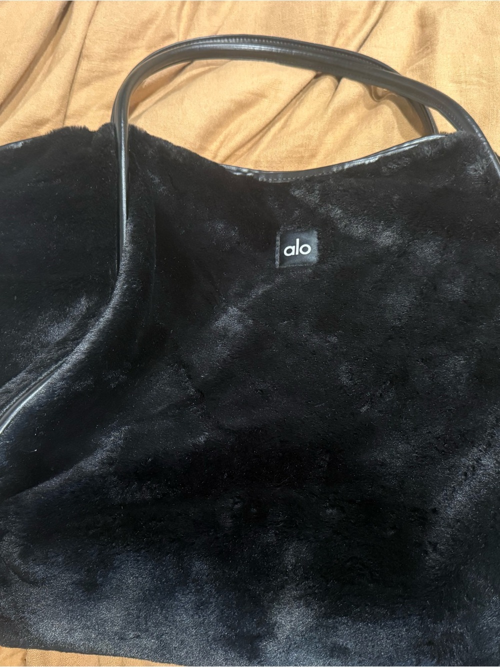 ALO Yoga Black Faux Fur Tote
